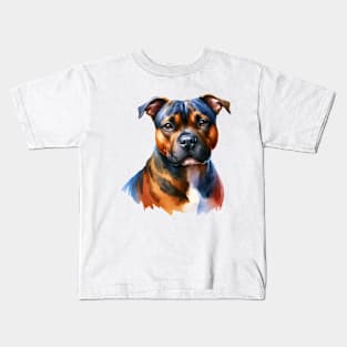 American Staffordshire Terrier Watercolor - Beautiful Dog Kids T-Shirt